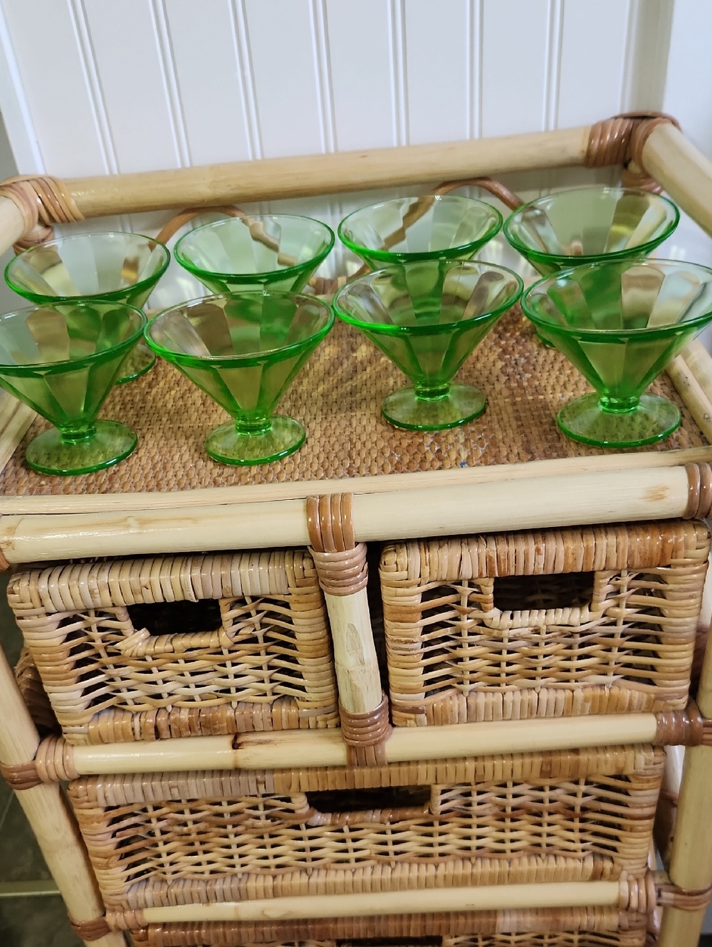8 Federal Glass Footed Sherbert Uranimum Dishes